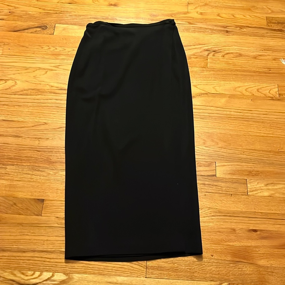Eileen Fisher long black wrap wool skirt- size medium